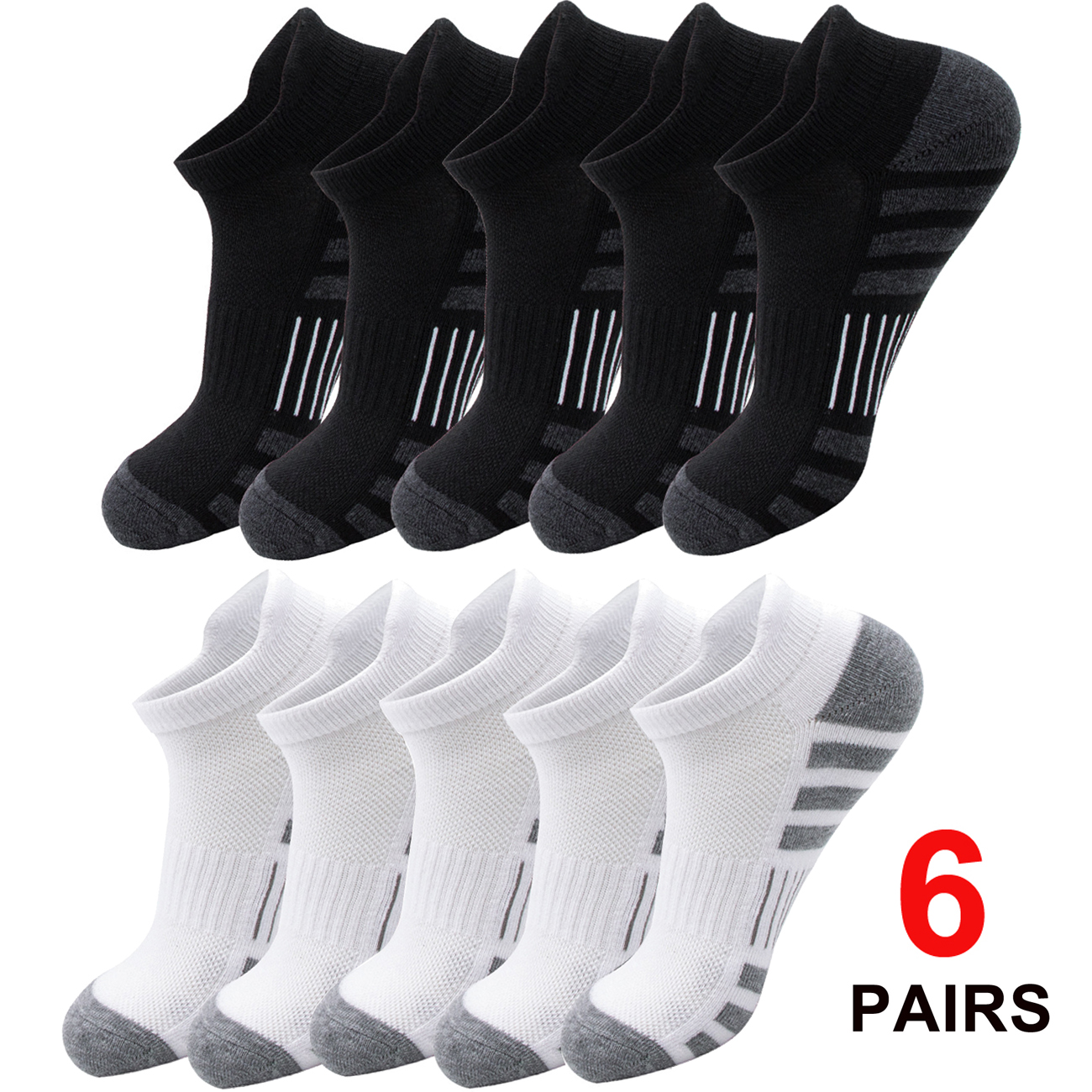 Ankle Sock Low Cut - 6/24 Pairs Cushioned Breathable Ankle Athletic