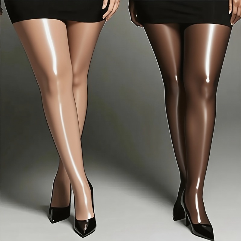 Tights Pantyhose Sheer - Plus Size Women's Black One-Pair Oil