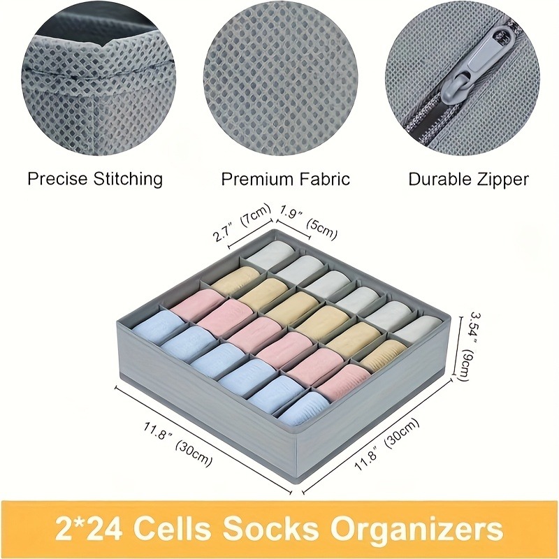 2Pcs 24-Compartment Fabric Soc – Sock Organizer Tray recenzja i cena