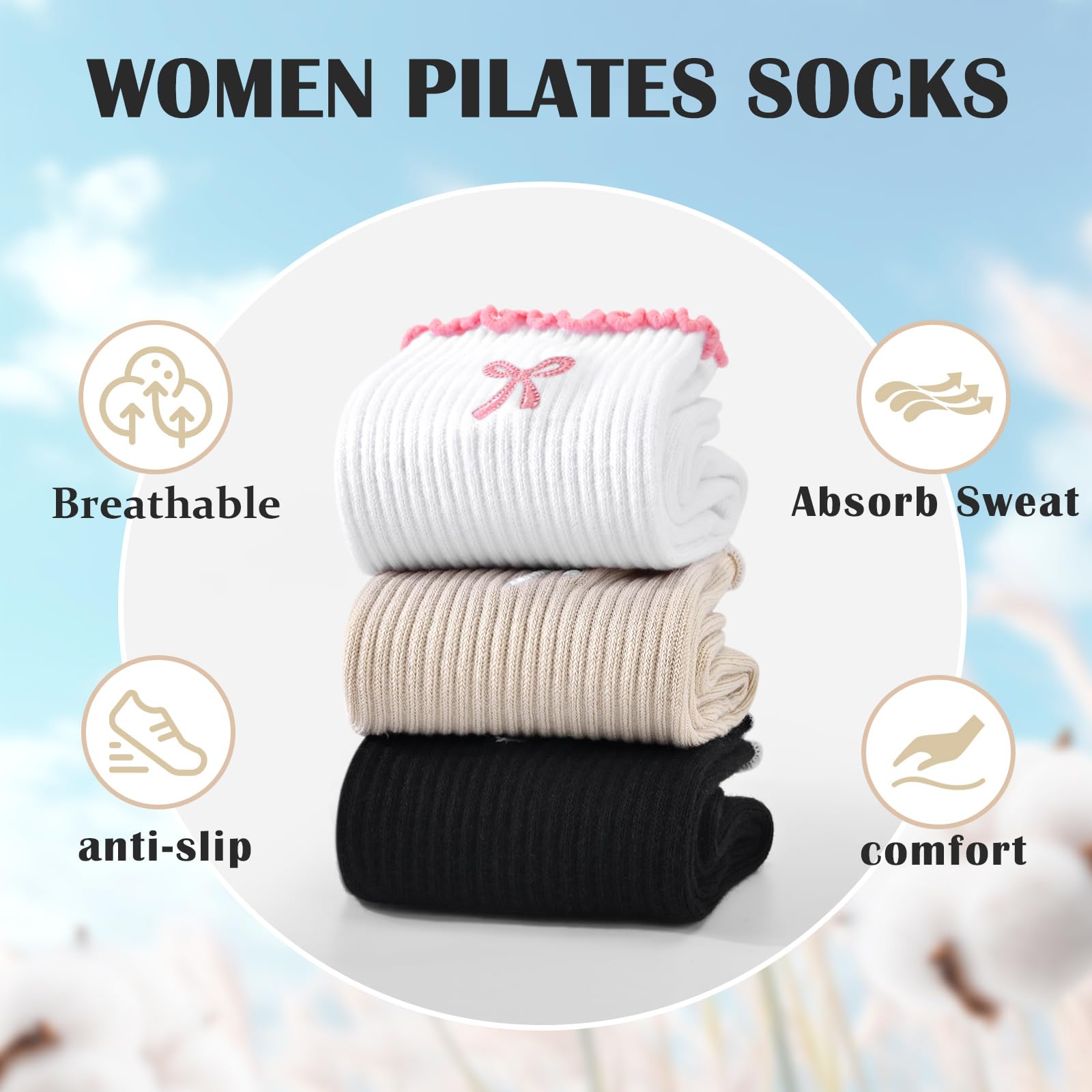 3 pairs of anti-slip grip Pila – Grip Sock Yoga recenzja i cena