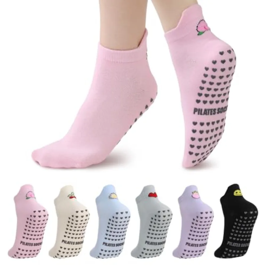 6 Pairs Pilates Socks with Gri – Grip Sock Yoga recenzja i cena