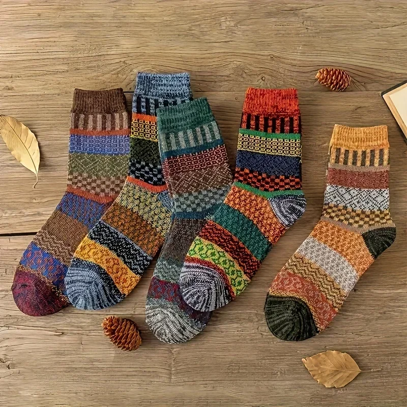 5 pairs of retro ethnic style  – Thermal Sock Winter recenzja i cena