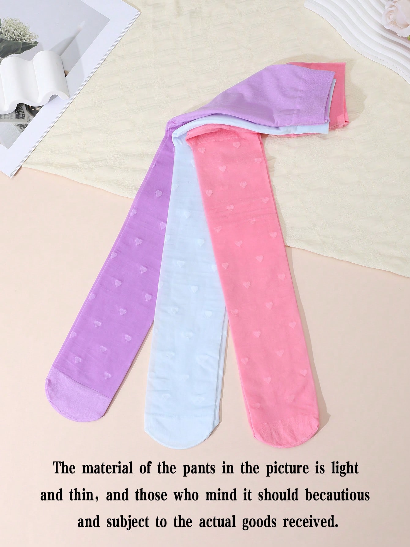 3Pcs Girls Heart Print Tights  – Tights Pantyhose Sheer recenzja i cena