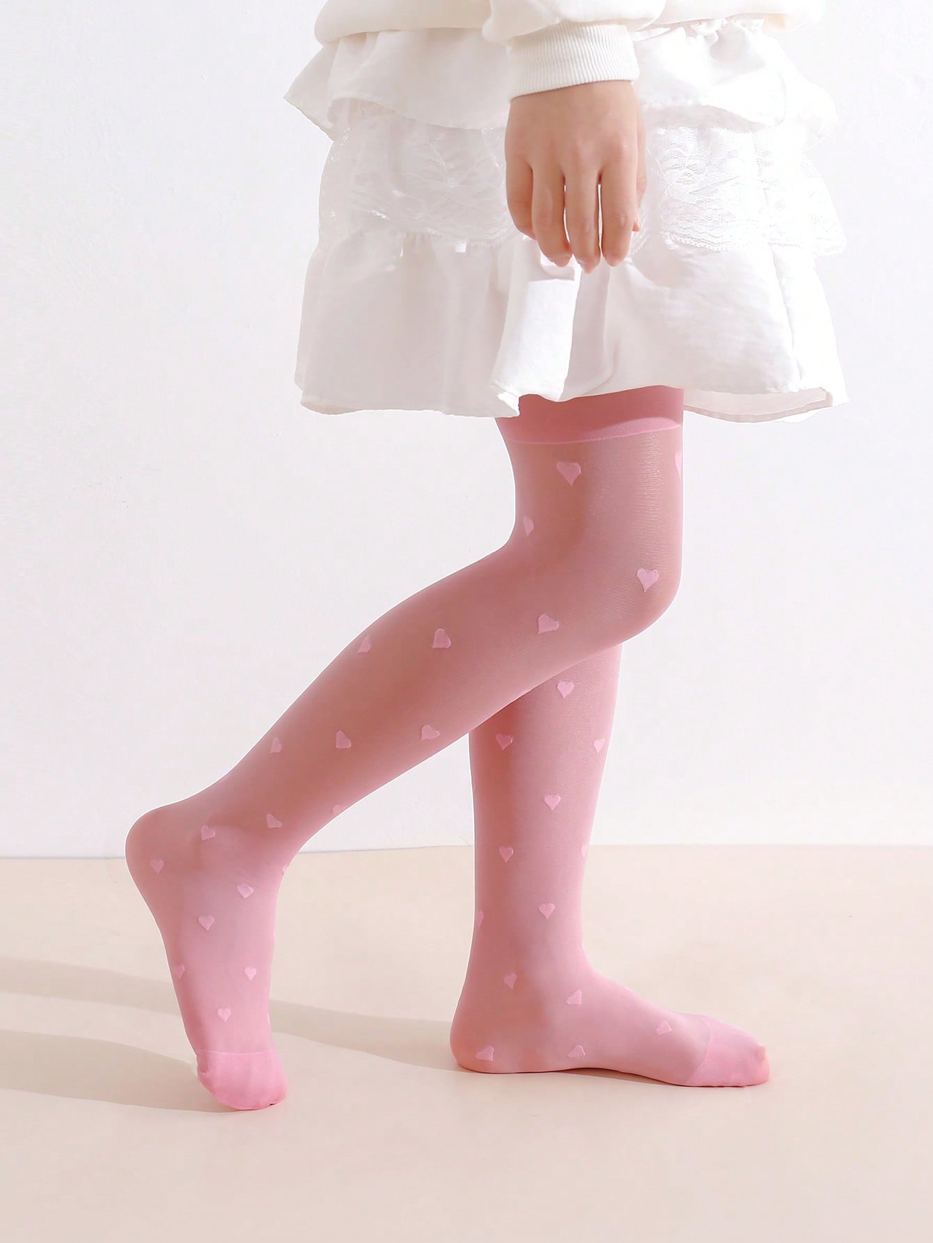 3Pcs Girls Heart Print Tights  – Tights Pantyhose Sheer recenzja i cena