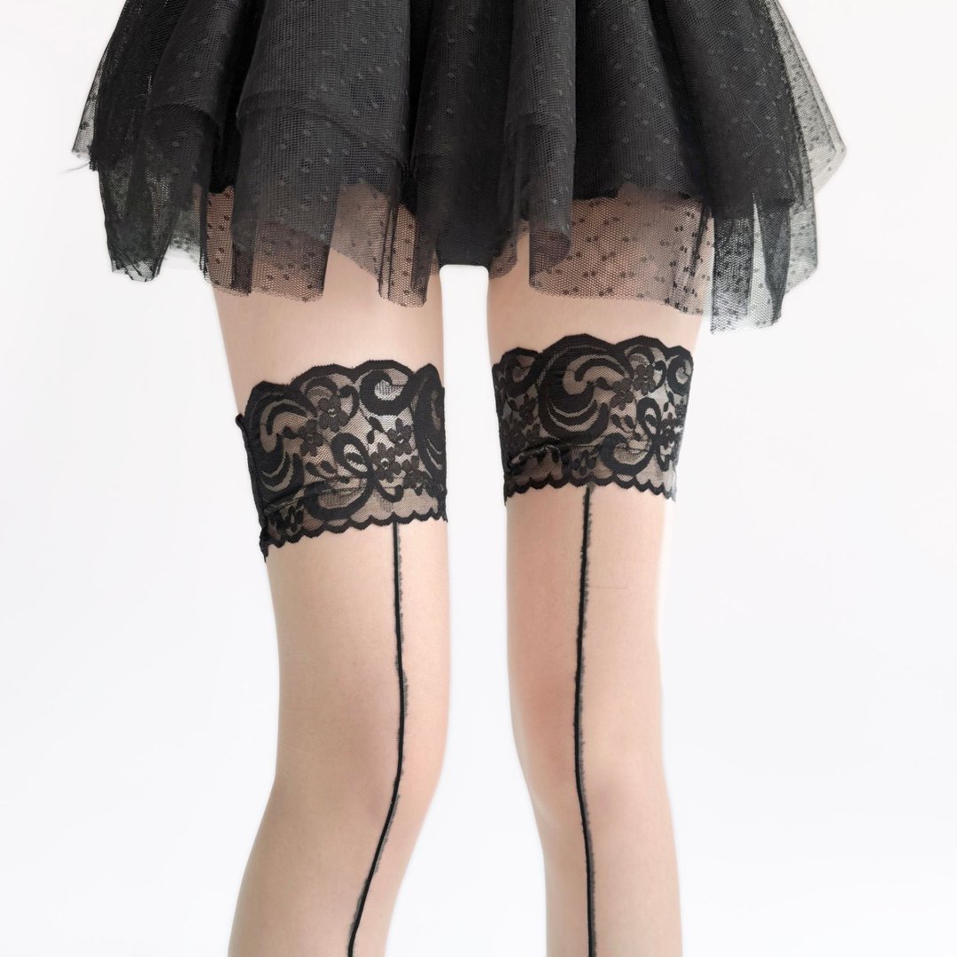 Lace Top Sheer Thigh High Stoc – Thigh High Sock Stay Up recenzja i cena