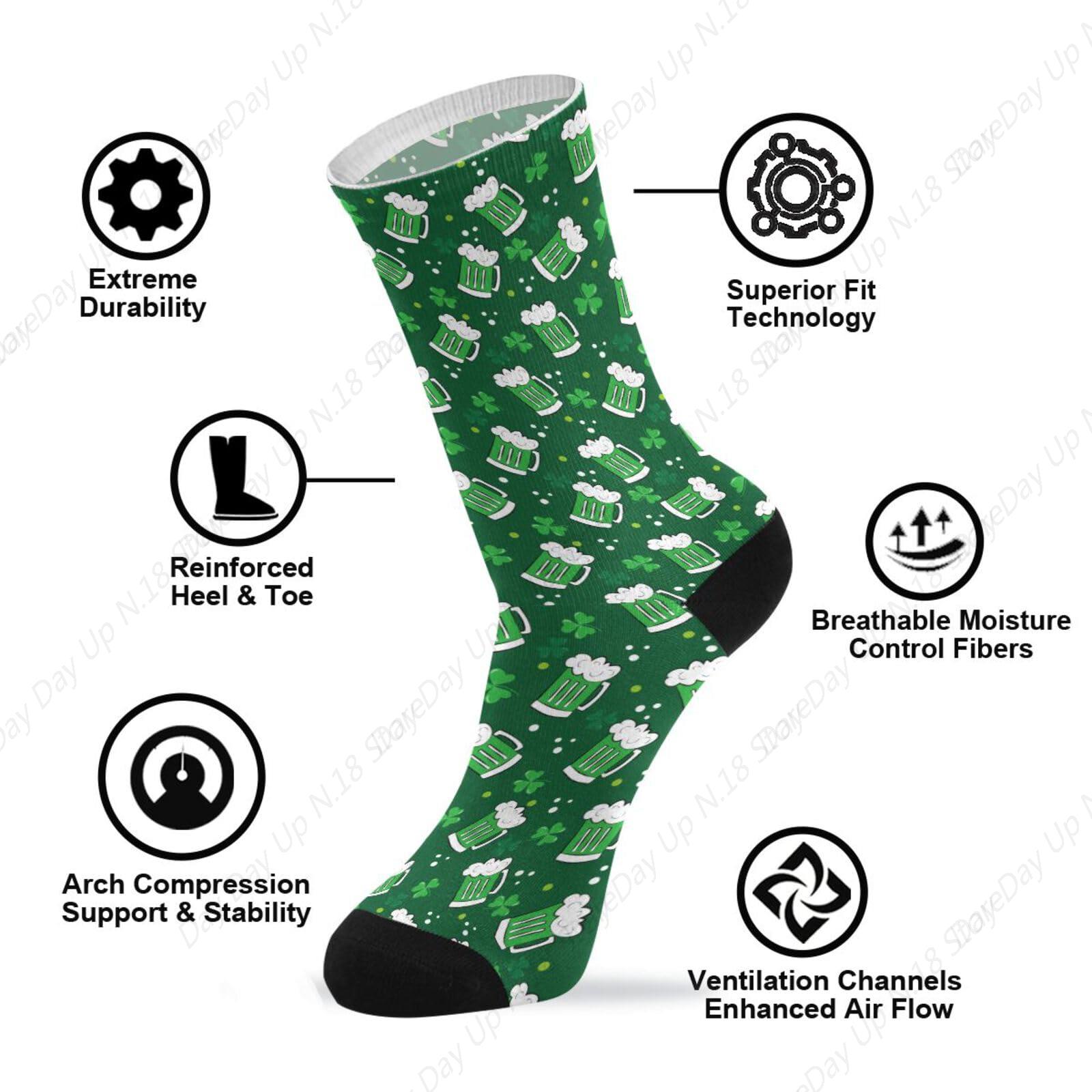 Green Clover Leaf Beer St. Pat – Cotton Crew Sock Pack recenzja i cena