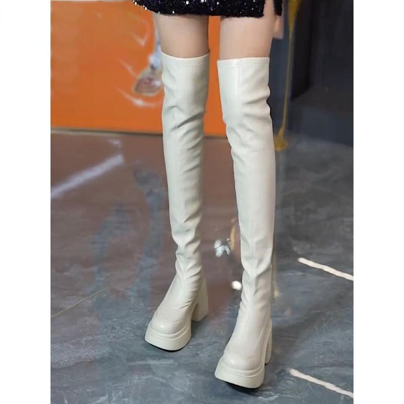 Round toe thick soled high-hee – Knee High Sock Women recenzja i cena