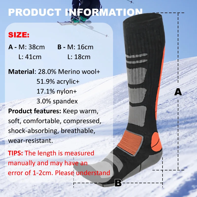1 Pair Merino Wool Ski Socks M – Thermal Sock Winter recenzja i cena