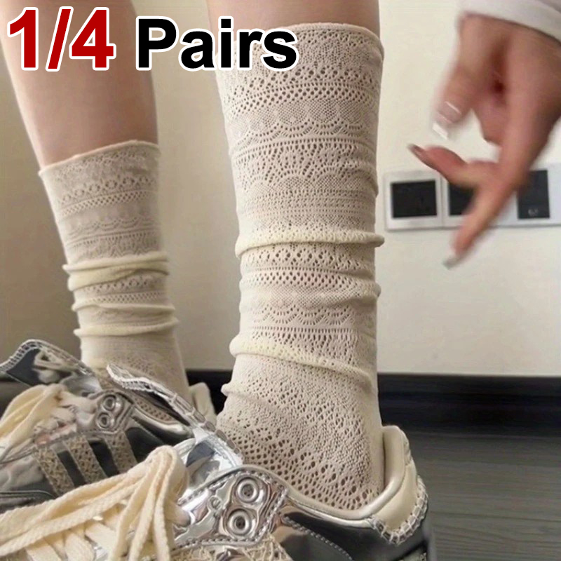 1/4 Pairs Women Lace Trimmed K – Knee High Sock Women recenzja i cena
