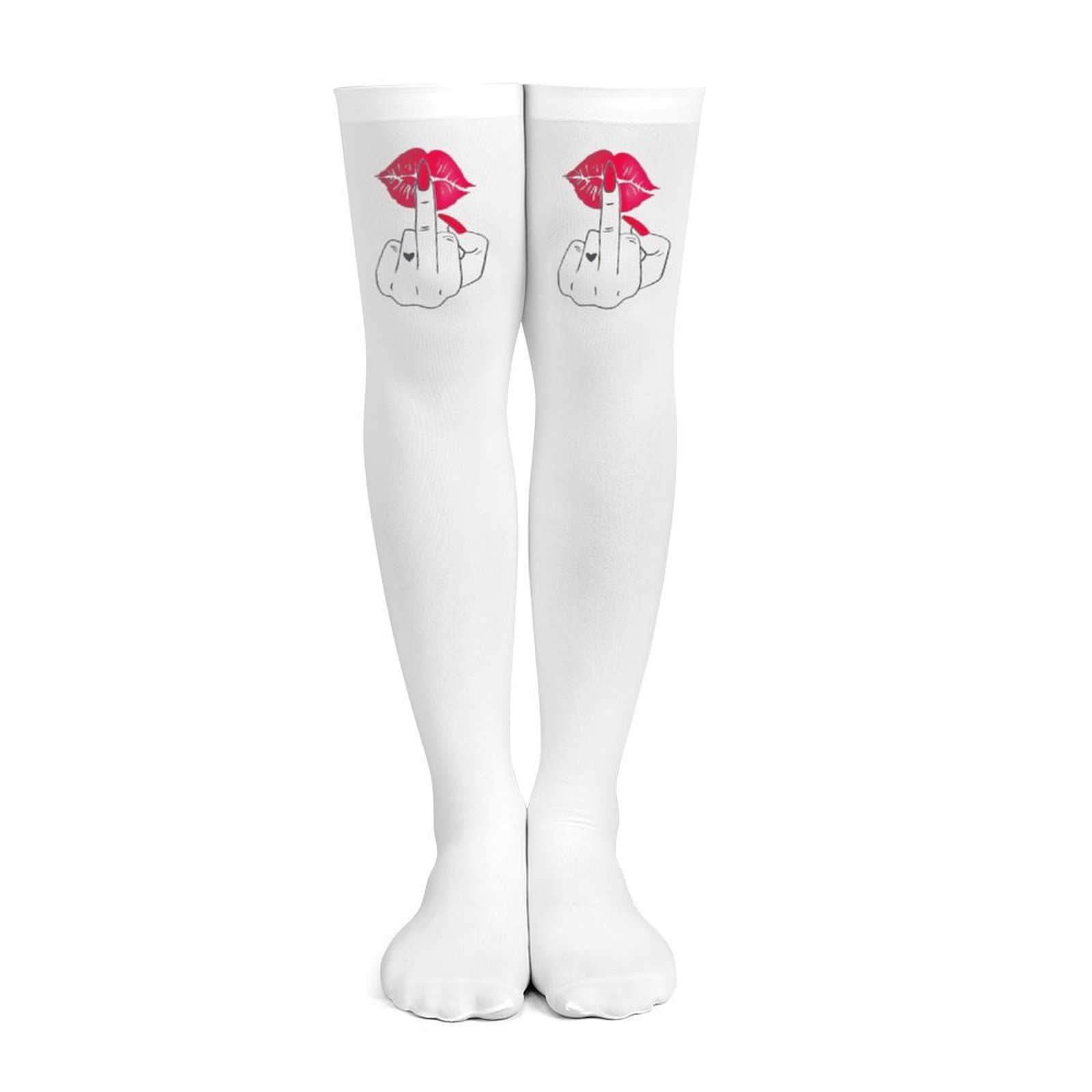 Ladies' white middle finger, r – Knee High Sock Women recenzja i cena
