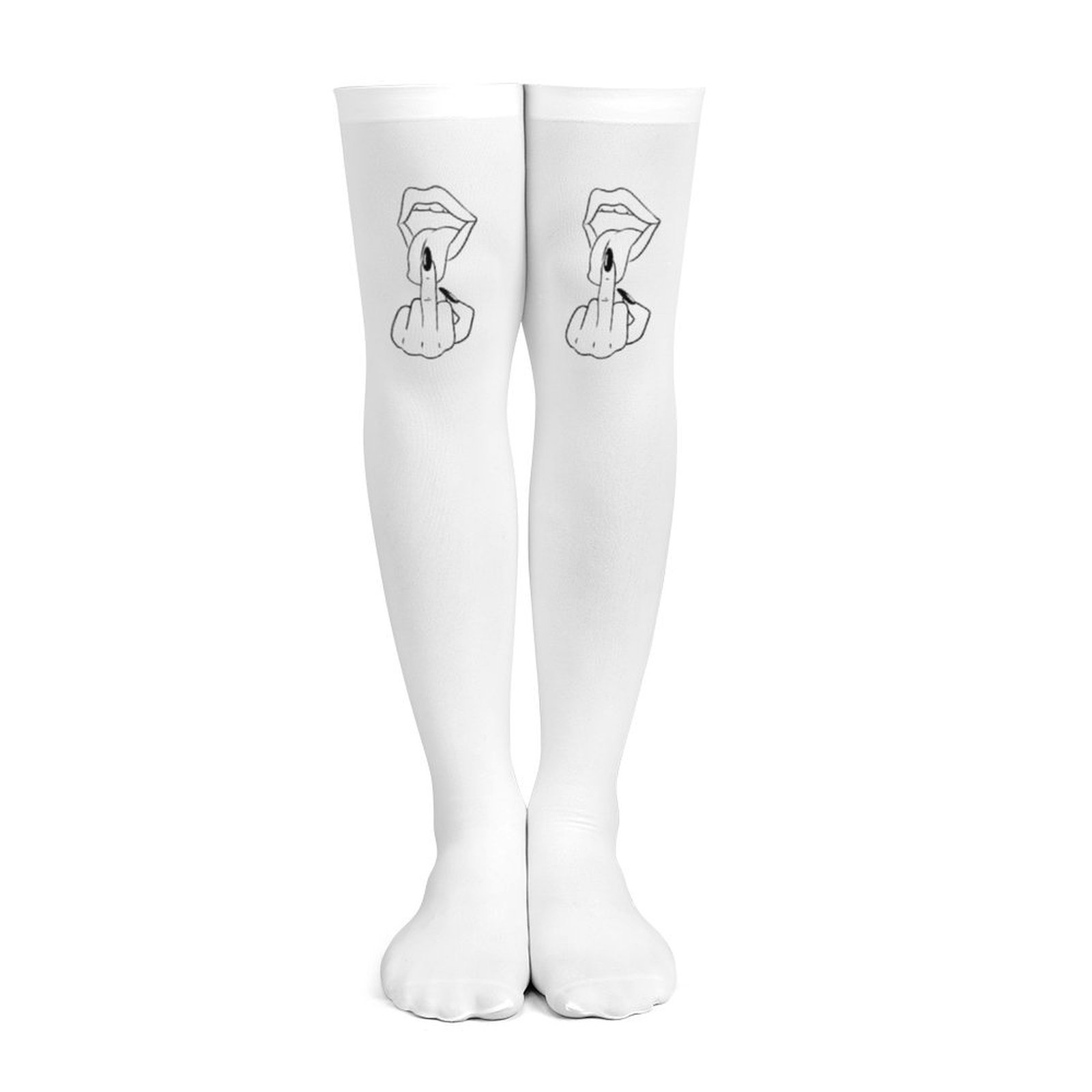 Ladies' white middle finger, r – Knee High Sock Women recenzja i cena