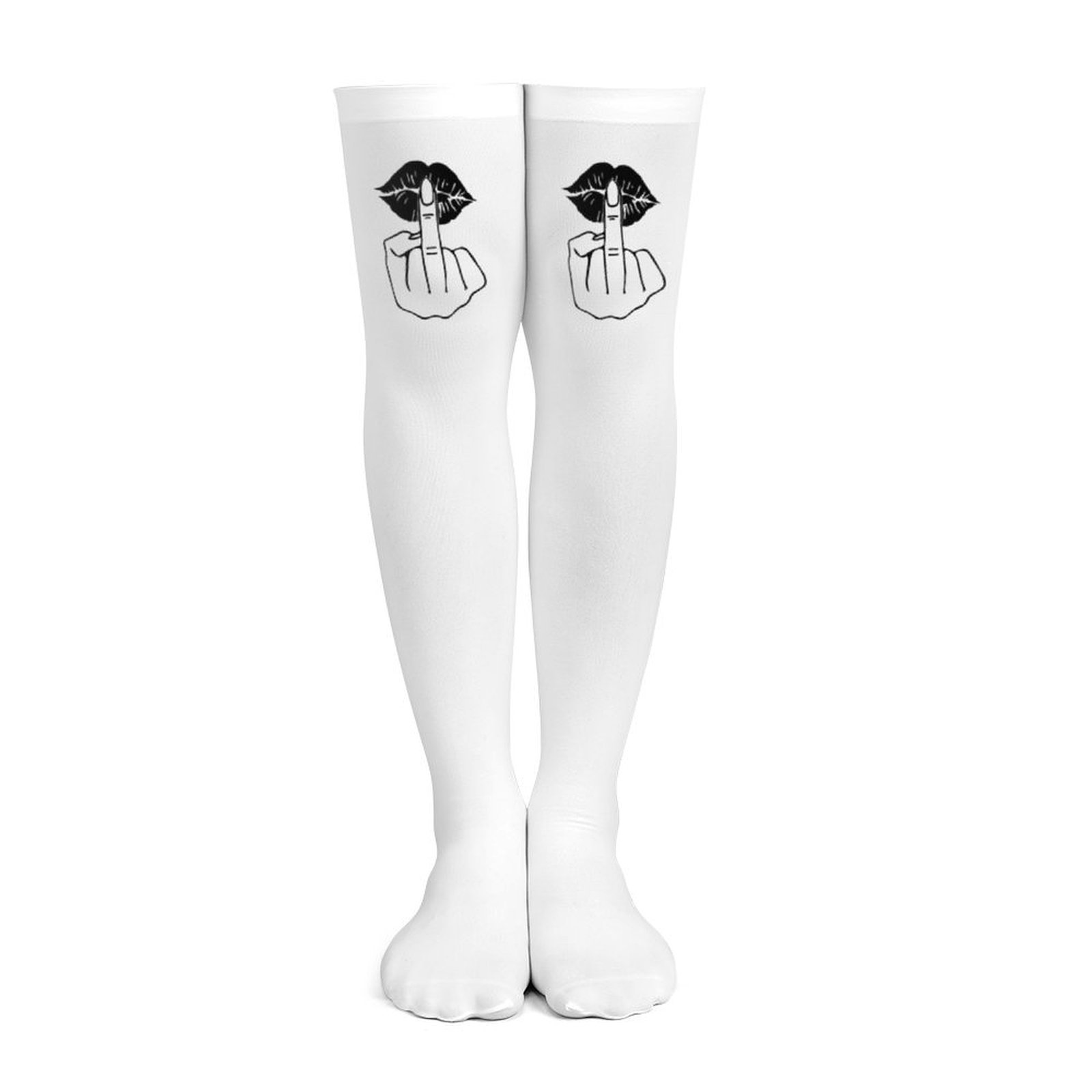 Ladies' white middle finger, r – Knee High Sock Women recenzja i cena