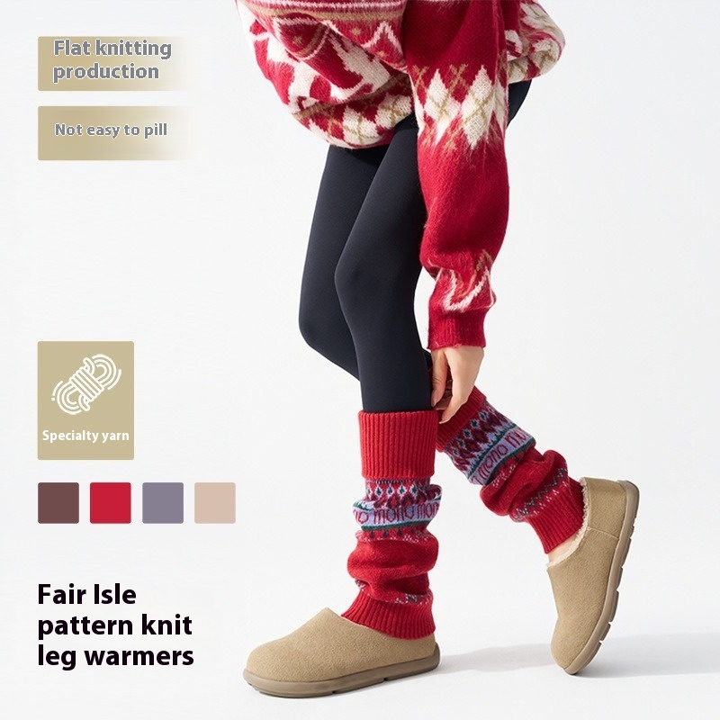 ​Fair Isle Knitted Leg Warmers – Boot Sock Slouchy recenzja i cena