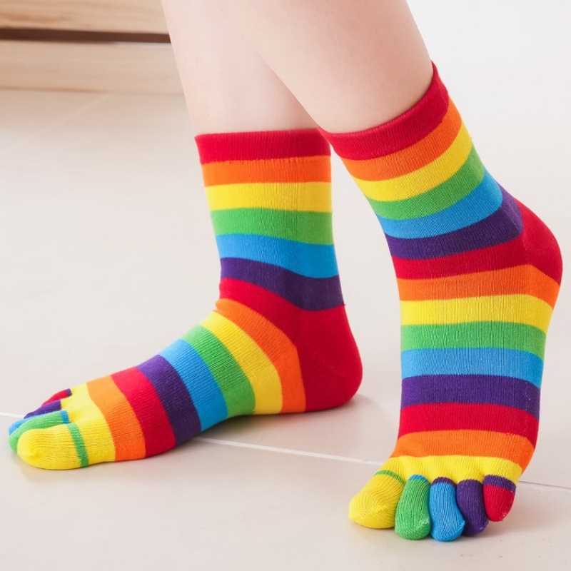 Women's Socks Rainbow Striped  – Toe Sock Split recenzja i cena