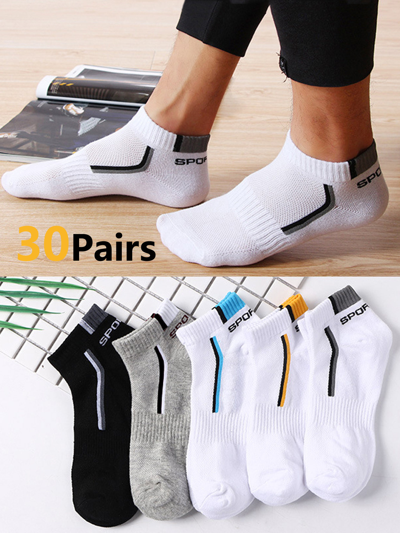 30Pairs Men's Mesh Breathable  – Ankle Sock Low Cut recenzja i cena