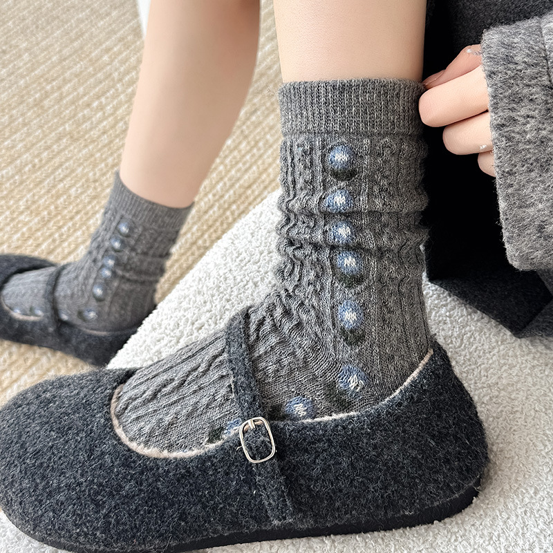 Korean Sweet Floral Wool Mid-C – Boot Sock Slouchy recenzja i cena
