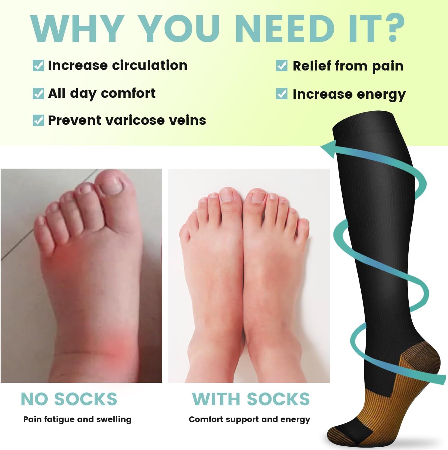 6 Pairs Solid Color Copper Com – Compression Sock Medical recenzja i cena