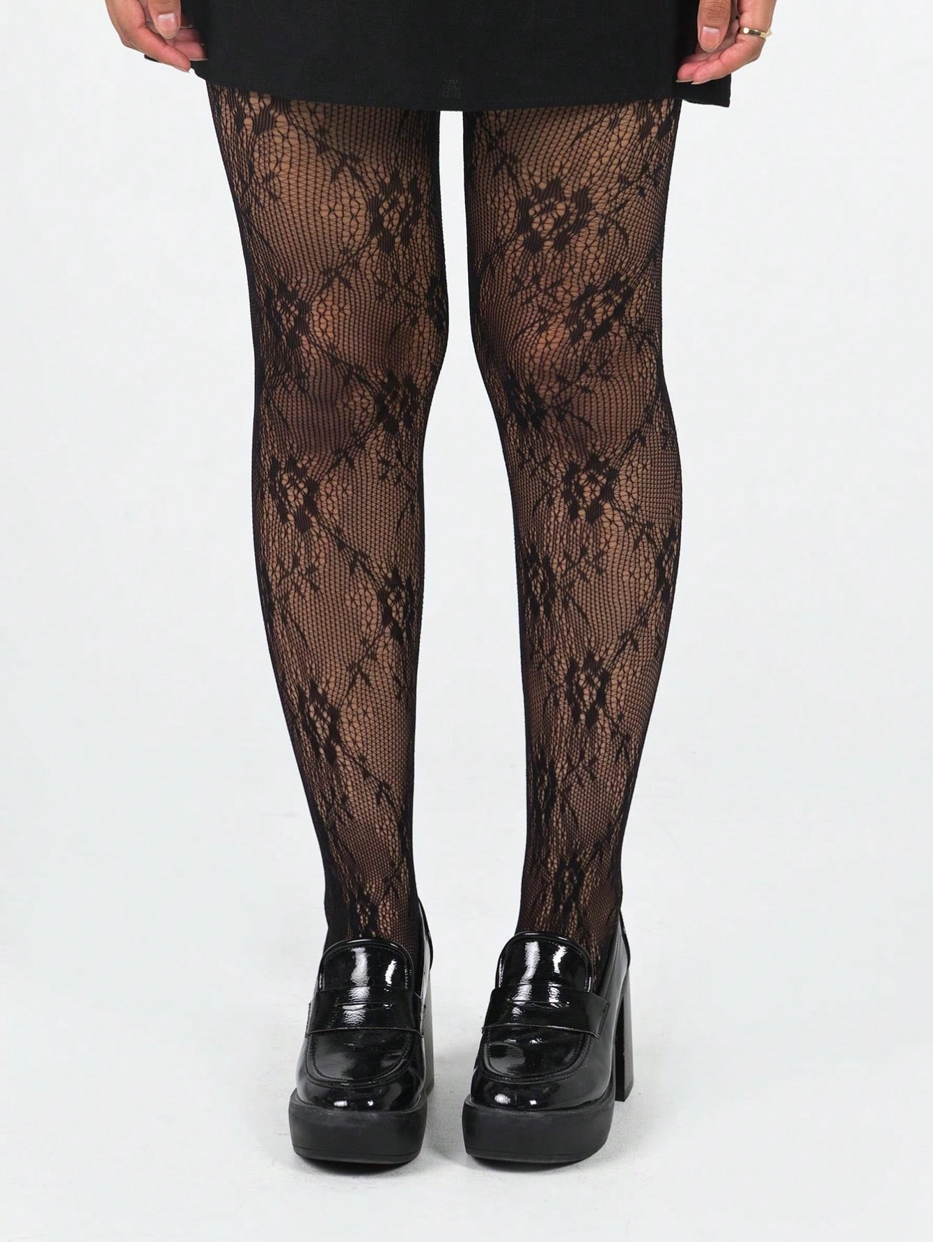 Women's Black Floral Lace Fish – Tights Pantyhose Sheer recenzja i cena