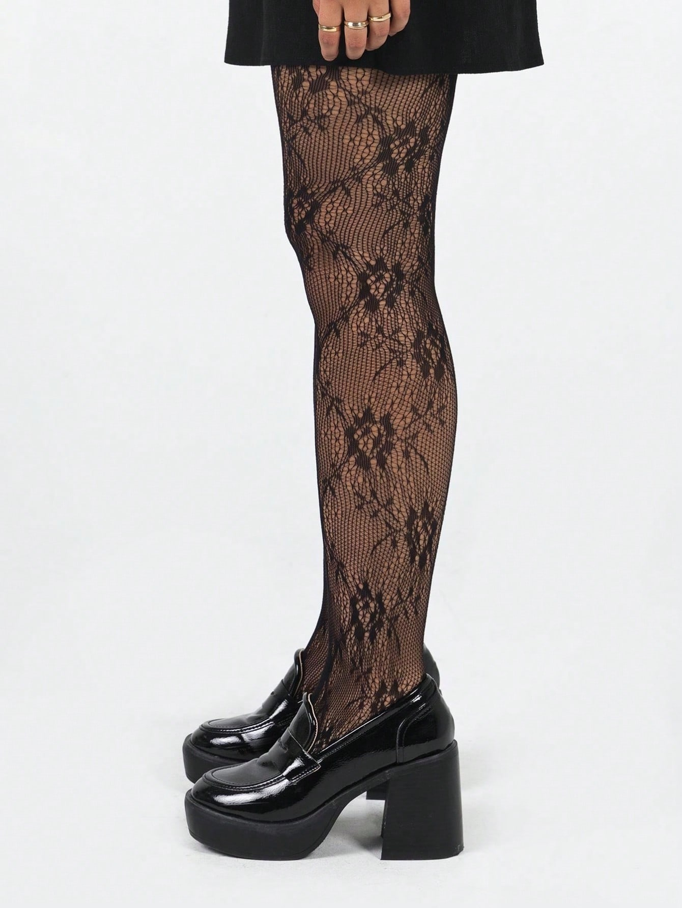 Women's Black Floral Lace Fish – Tights Pantyhose Sheer recenzja i cena