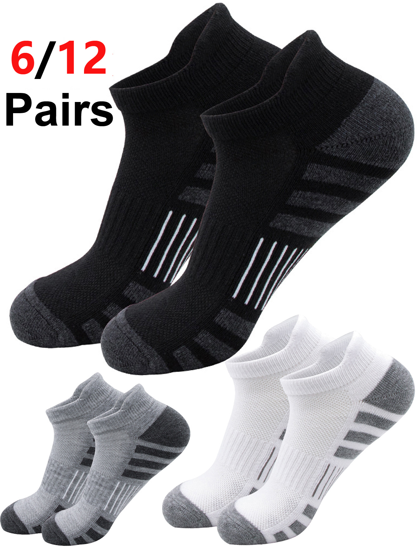 6/12 Pairs Low Cut Ankle Socks – Athletic Sock Cushion recenzja i cena