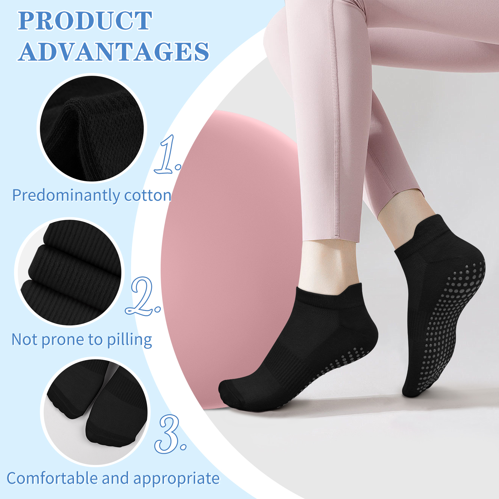 3 Pairs Yoga Socks Women Cotto – No Show Sock Women recenzja i cena